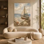 Dusty Blue Sailboat Adventure Kids Wall Art Canvas Print - Image 9