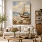 Dusty Blue Sailboat Adventure Kids Wall Art Canvas Print - Image 10