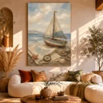 Dusty Blue Sailboat Adventure Kids Wall Art Canvas Print - Image 11