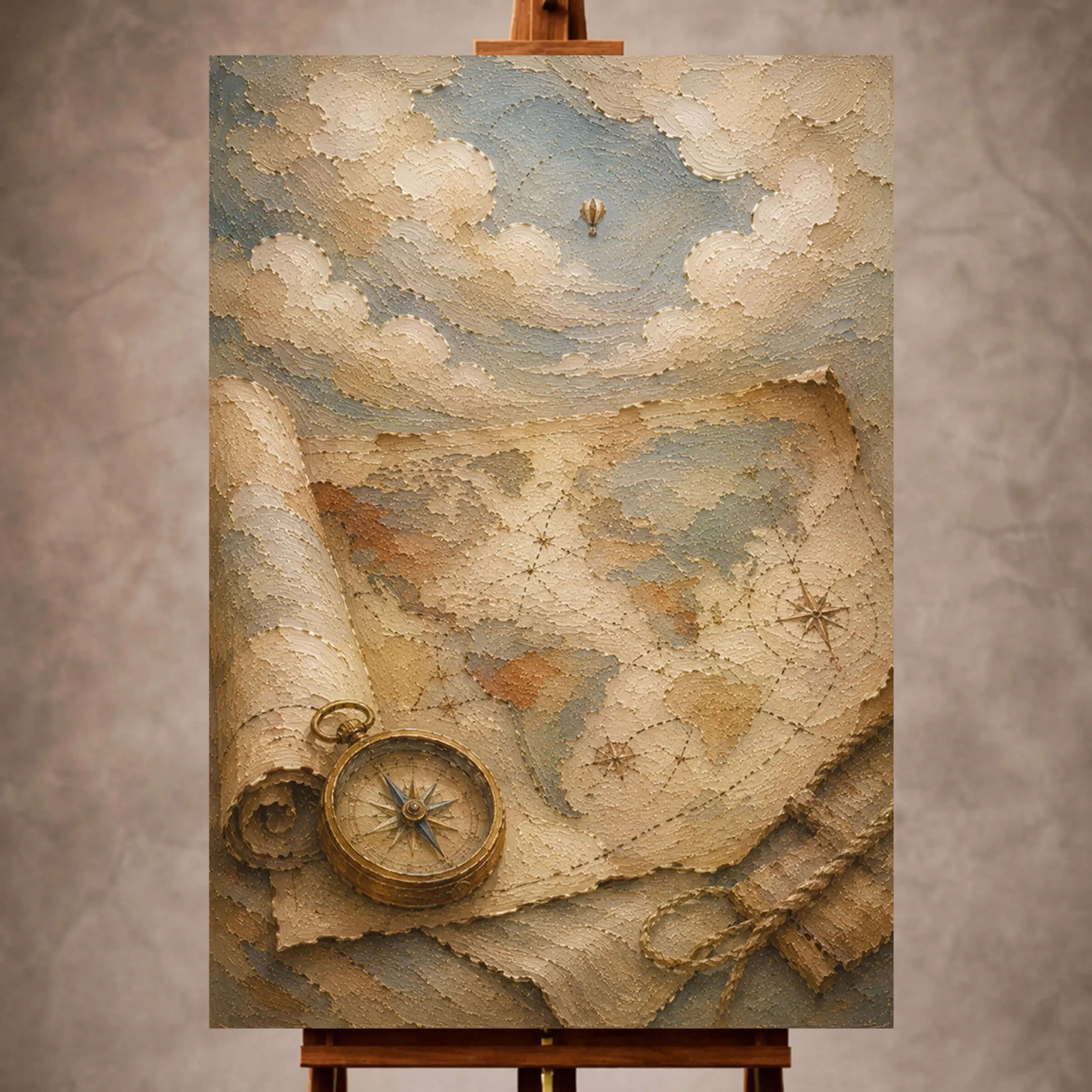 Premium Wall Art Dikey Html Edition – KIDSROOM053 Image 1 Beige thoughtful Adventure Kids Wall Art print for elegant interiors. No text or watermarks in design.