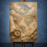 Beige & Dusty Blue Antique Map Adventure Kids Wall Art Canvas Print - Image 2