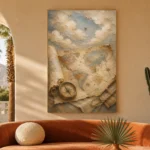 Beige & Dusty Blue Antique Map Adventure Kids Wall Art Canvas Print - Image 6