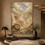 Beige & Dusty Blue Antique Map Adventure Kids Wall Art Canvas Print - Image 7