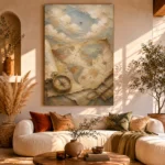 Beige & Dusty Blue Antique Map Adventure Kids Wall Art Canvas Print - Image 11