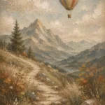 Dusty Blue Mountain Path Adventure Kids Wall Art Canvas Print