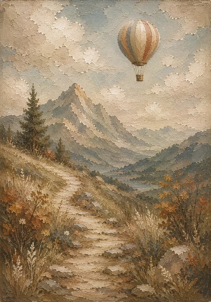 Dusty Blue Mountain Path Adventure Kids Wall Art Canvas Print