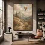 Dusty Blue Mountain Path Adventure Kids Wall Art Canvas Print - Image 3
