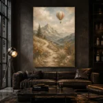 Dusty Blue Mountain Path Adventure Kids Wall Art Canvas Print - Image 5