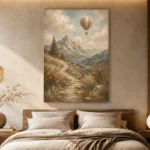Dusty Blue Mountain Path Adventure Kids Wall Art Canvas Print - Image 8