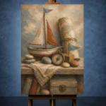 Dusty Blue Discovery Still Life Adventure Kids Wall Art Canvas Print - Image 2