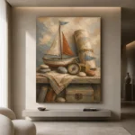 Dusty Blue Discovery Still Life Adventure Kids Wall Art Canvas Print - Image 4