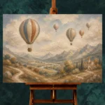 Dusty Blue Hot Air Balloon Valley Adventure Kids Wall Art Canvas Print - Image 2