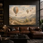 Dusty Blue Hot Air Balloon Valley Adventure Kids Wall Art Canvas Print - Image 4