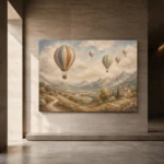 Dusty Blue Hot Air Balloon Valley Adventure Kids Wall Art Canvas Print - Image 6