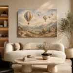 Dusty Blue Hot Air Balloon Valley Adventure Kids Wall Art Canvas Print - Image 7