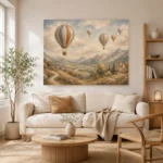 Dusty Blue Hot Air Balloon Valley Adventure Kids Wall Art Canvas Print - Image 8