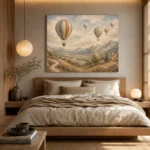 Dusty Blue Hot Air Balloon Valley Adventure Kids Wall Art Canvas Print - Image 9