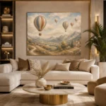 Dusty Blue Hot Air Balloon Valley Adventure Kids Wall Art Canvas Print - Image 10