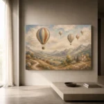 Dusty Blue Hot Air Balloon Valley Adventure Kids Wall Art Canvas Print - Image 11