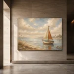 Dusty Blue Sailboat Coastal Adventure Kids Wall Art Canvas Print - Image 6