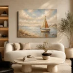 Dusty Blue Sailboat Coastal Adventure Kids Wall Art Canvas Print - Image 7