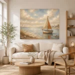 Dusty Blue Sailboat Coastal Adventure Kids Wall Art Canvas Print - Image 8