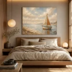 Dusty Blue Sailboat Coastal Adventure Kids Wall Art Canvas Print - Image 9