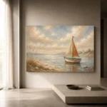 Dusty Blue Sailboat Coastal Adventure Kids Wall Art Canvas Print - Image 11
