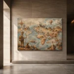 Beige & Dusty Blue Antique Map Adventure Kids Wall Art Canvas Print - Image 6