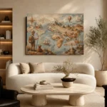 Beige & Dusty Blue Antique Map Adventure Kids Wall Art Canvas Print - Image 7