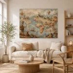 Beige & Dusty Blue Antique Map Adventure Kids Wall Art Canvas Print - Image 8