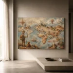Beige & Dusty Blue Antique Map Adventure Kids Wall Art Canvas Print - Image 11