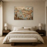 Beige & Dusty Blue Antique Map Adventure Kids Wall Art Canvas Print showcased in an elegant minimalist interior