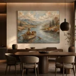 Dusty Blue Rowboat River Adventure Kids Wall Art Canvas Print - Image 5