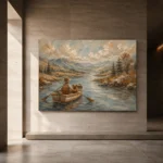 Dusty Blue Rowboat River Adventure Kids Wall Art Canvas Print - Image 6