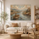 Dusty Blue Rowboat River Adventure Kids Wall Art Canvas Print - Image 8