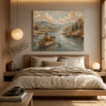 Dusty Blue Rowboat River Adventure Kids Wall Art Canvas Print - Image 9