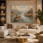 Dusty Blue Rowboat River Adventure Kids Wall Art Canvas Print - Image 10