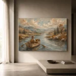 Dusty Blue Rowboat River Adventure Kids Wall Art Canvas Print - Image 11