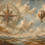 Dusty Blue Compass Rose Adventure Kids Wall Art Canvas Print