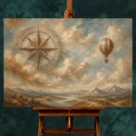 Dusty Blue Compass Rose Adventure Kids Wall Art Canvas Print - Image 2