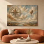 Dusty Blue Compass Rose Adventure Kids Wall Art Canvas Print - Image 3