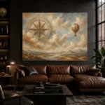 Dusty Blue Compass Rose Adventure Kids Wall Art Canvas Print - Image 4