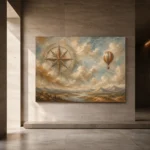 Dusty Blue Compass Rose Adventure Kids Wall Art Canvas Print - Image 6