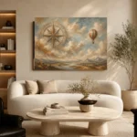 Dusty Blue Compass Rose Adventure Kids Wall Art Canvas Print - Image 7