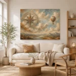 Dusty Blue Compass Rose Adventure Kids Wall Art Canvas Print - Image 8