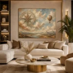 Dusty Blue Compass Rose Adventure Kids Wall Art Canvas Print - Image 10