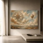 Dusty Blue Compass Rose Adventure Kids Wall Art Canvas Print - Image 11