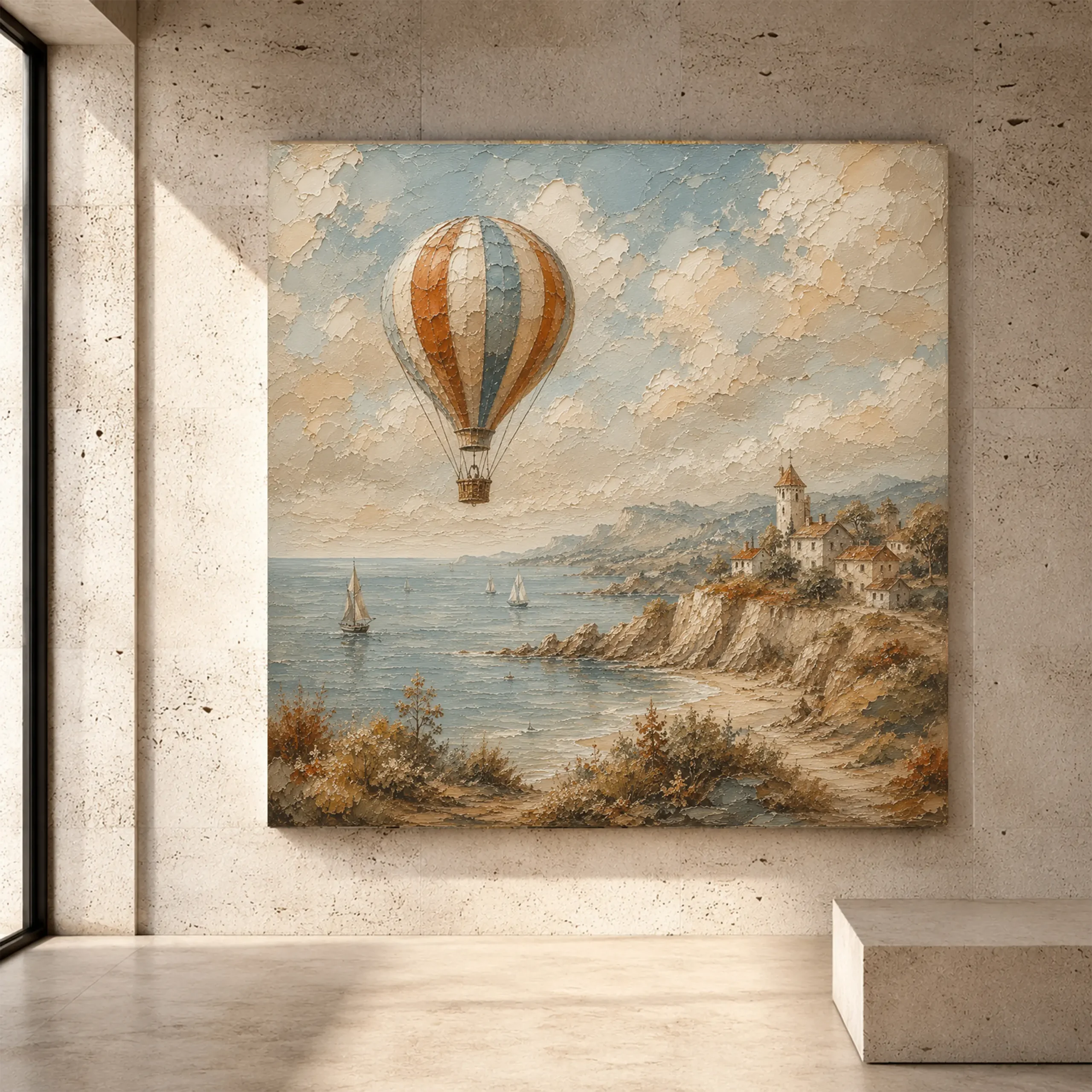 Premium Wall Art Kare Html Edition – KIDSROOM061 Image 1 Dusty blue coastal Adventure Kids Wall Art print for elegant interiors. No text or watermarks in design.