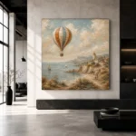 Dusty Blue Coastal Balloon Adventure Kids Wall Art Canvas Print - Image 3
